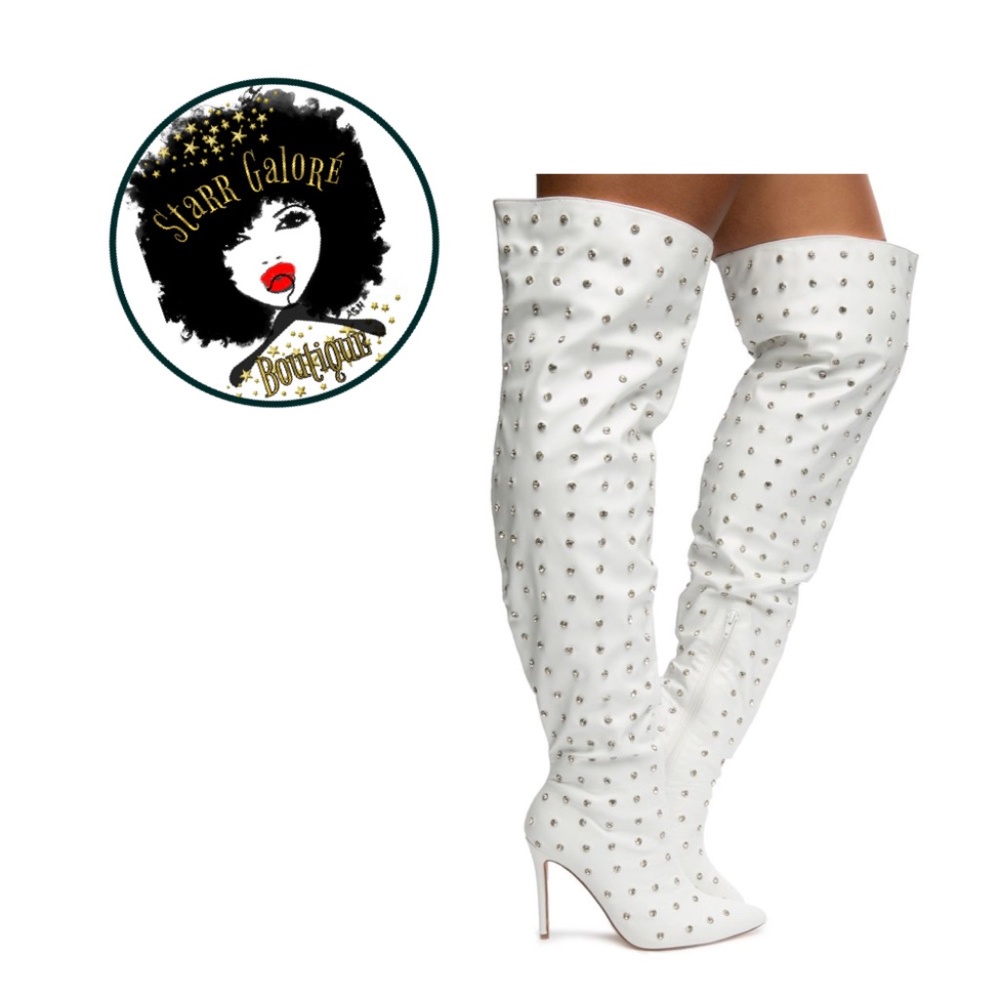 Rhinestone Thigh High Boots
